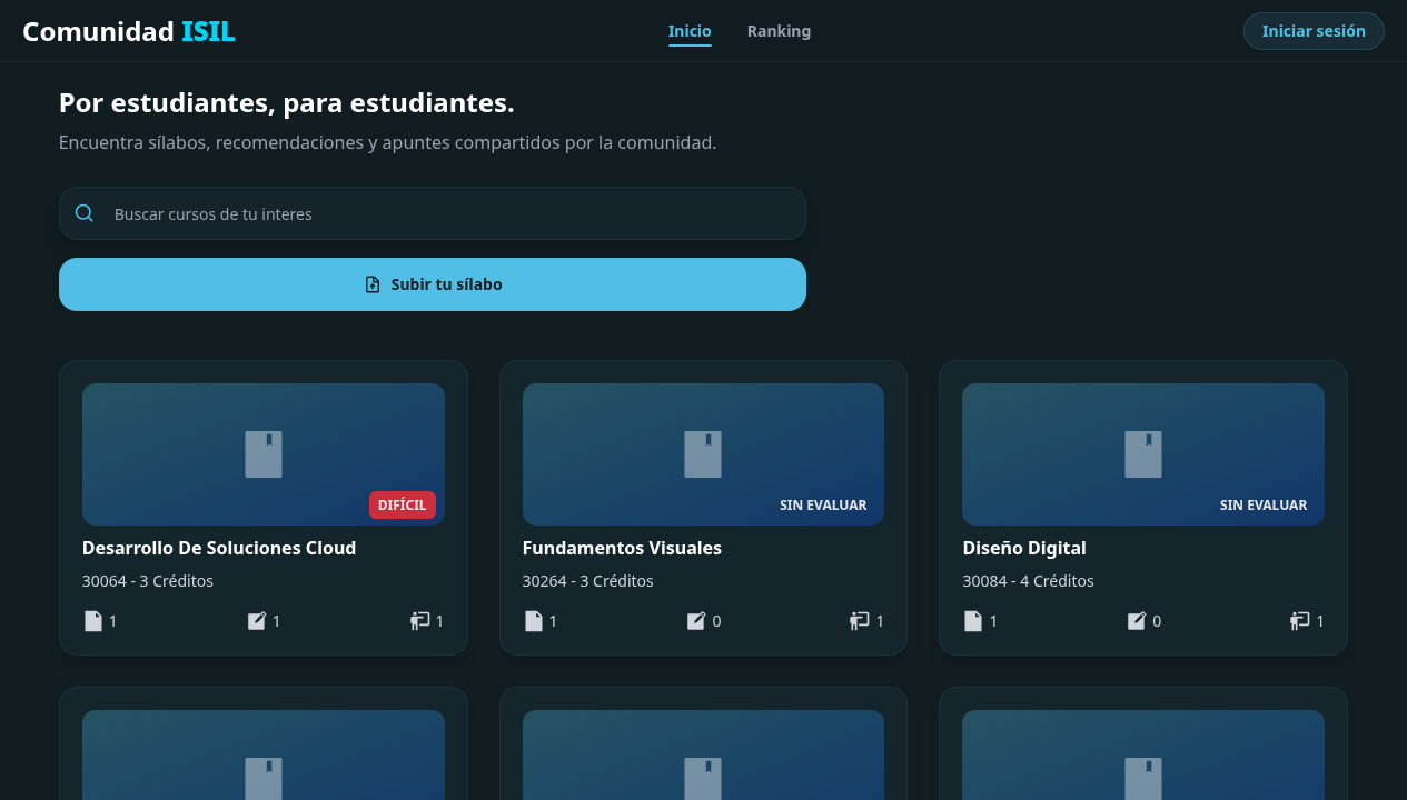 Vista previa de Comunidad ISIL: Sílabos, cursos y reseñas de profesores