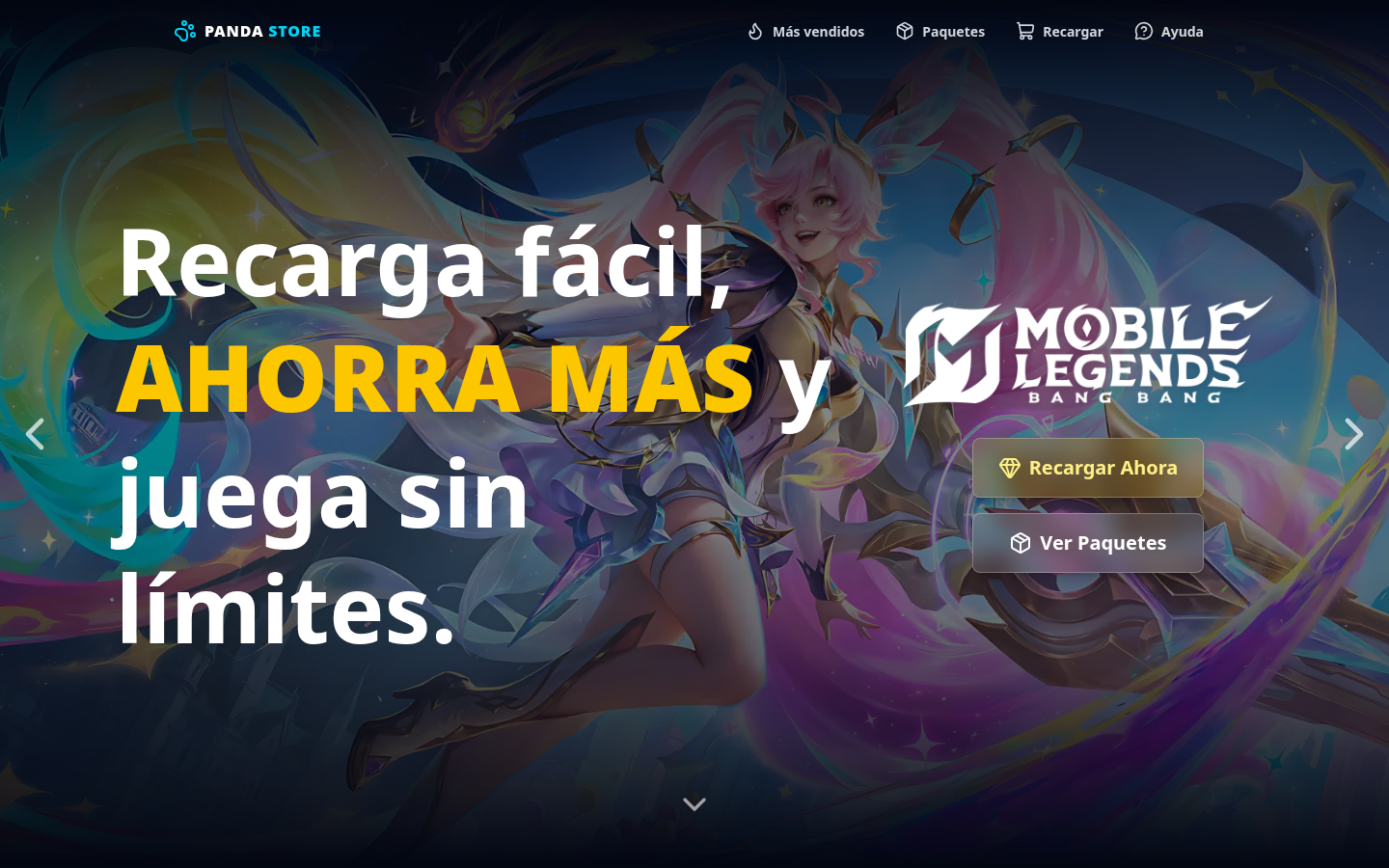 Vista previa de Panda Store: recargas de diamantes para Mobile Legends y Free Fire